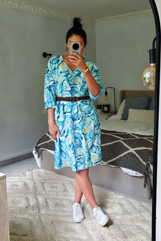 Abstract Swirl Tunic/Dress - Blue