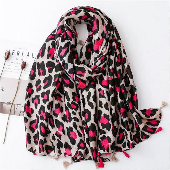 Pink/Black Animal Print Scarf