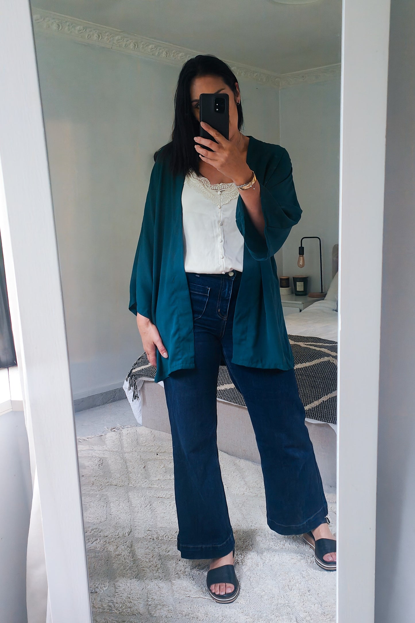 Dark Teal - Longer Open Front Jacket