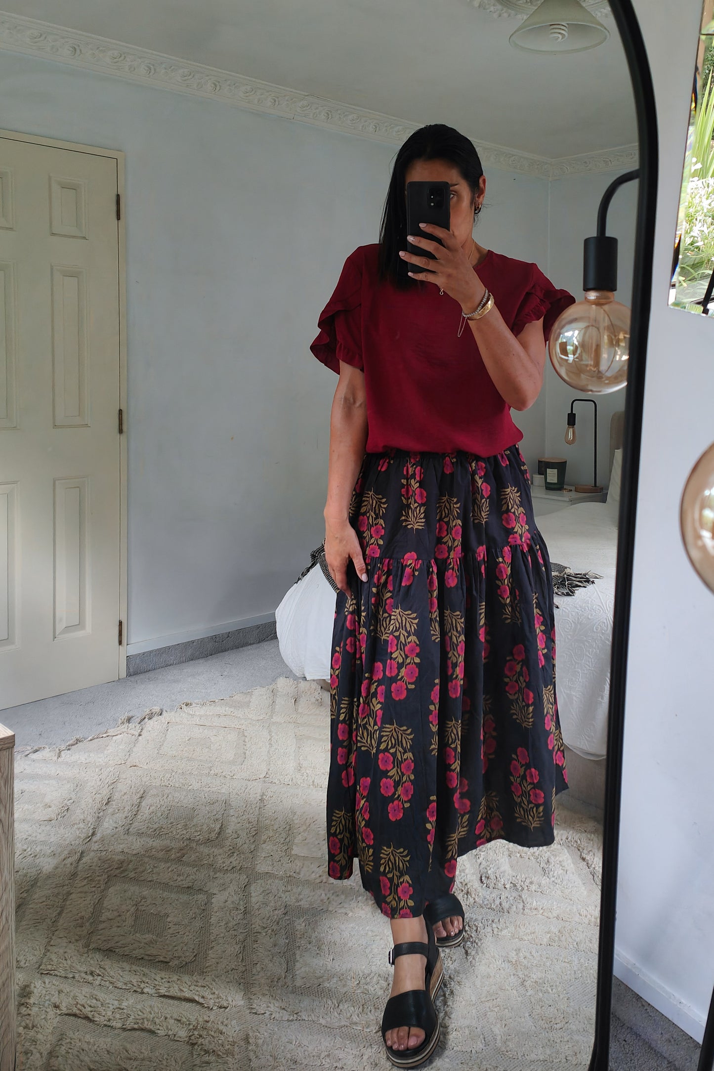 Tiered Victoria Maxi Skirt - Midnight Floral