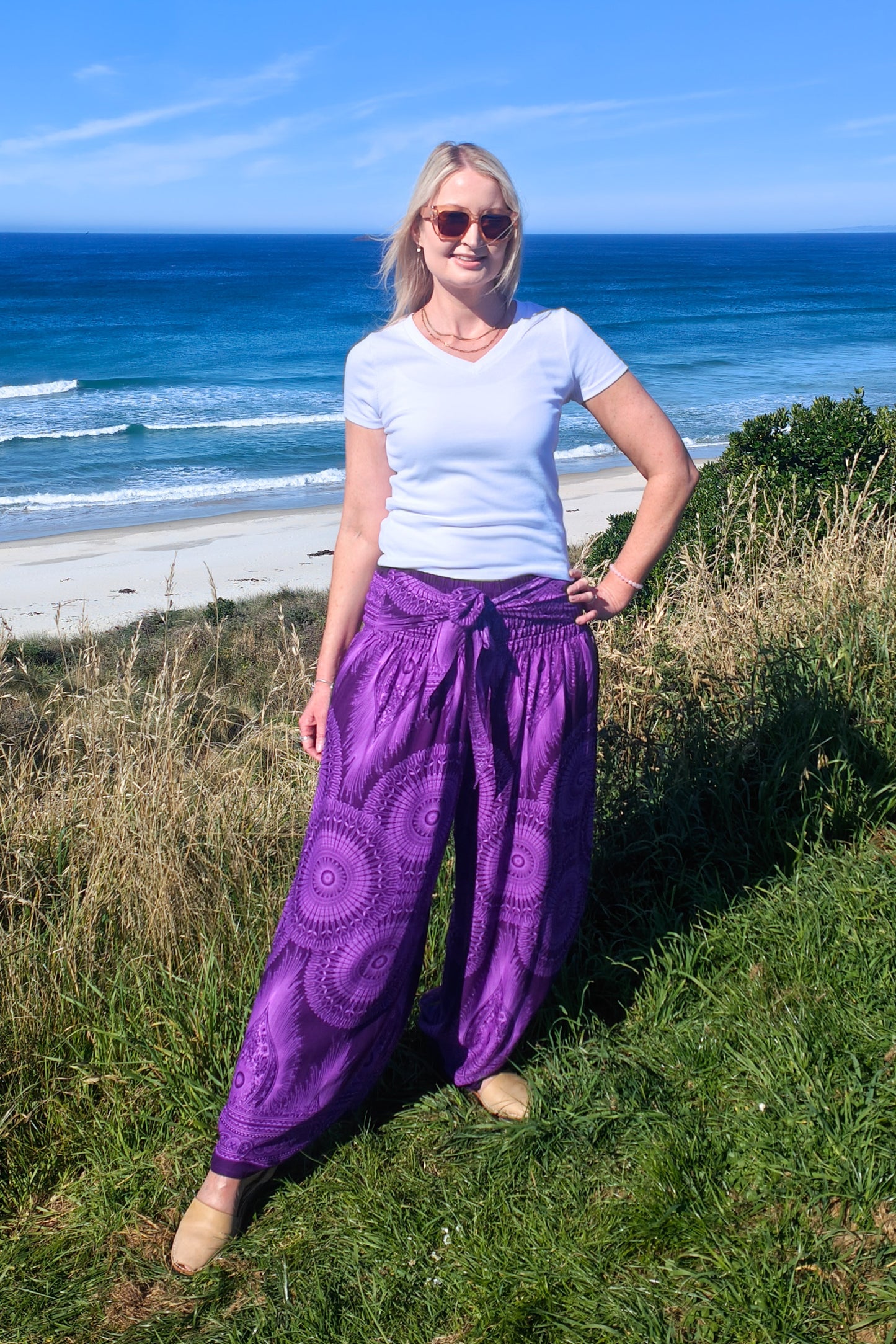 Loose Tie Palazzo Pants - Indy purple
