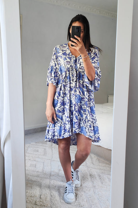 Boho Drawstring Stella Tunic - Purple Vine
