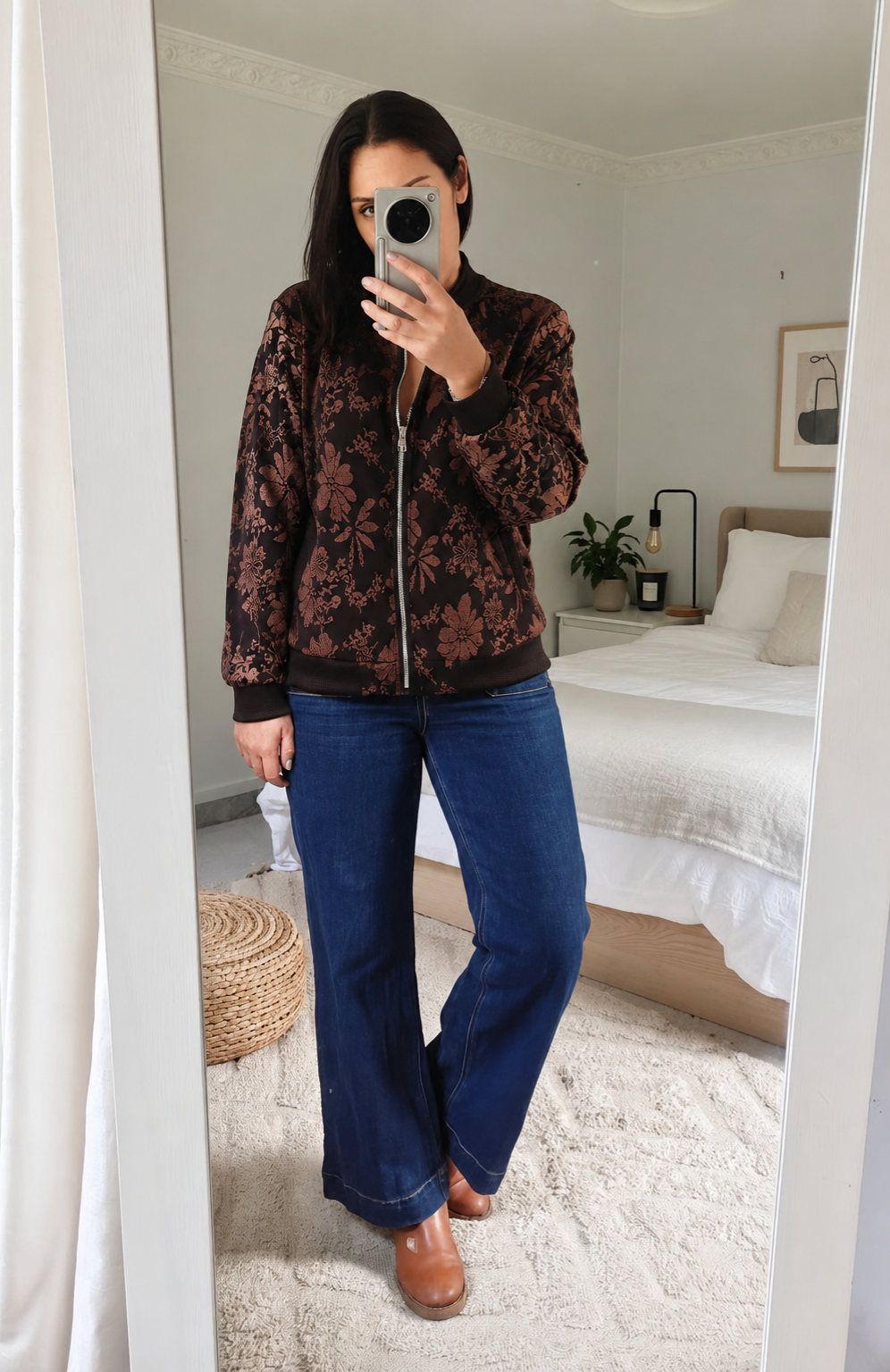 Embossed Chocolate Zoey Zip Up