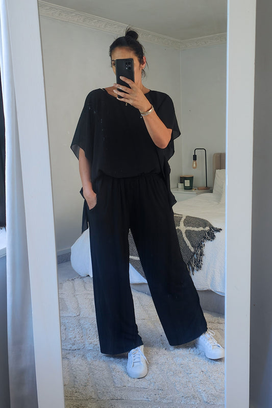 Floaty Chiffon Top - Black