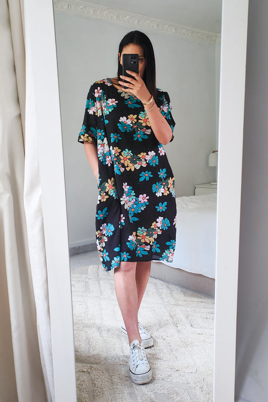 Midnight Blossom - Smock Dress