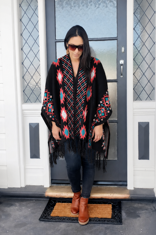 Black Aztec Wrap Cape