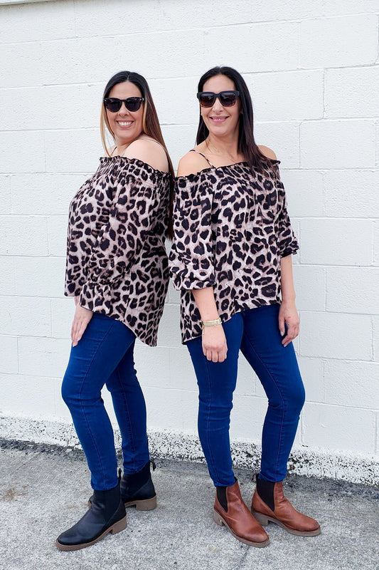 Off-shoulder Animal Print OverTop
