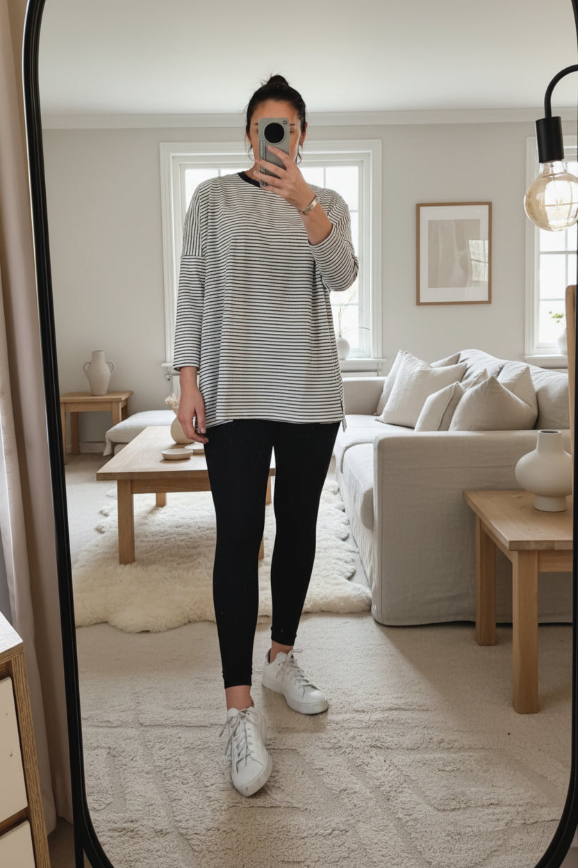 Navy/Natural - Loose Punn Striped Top