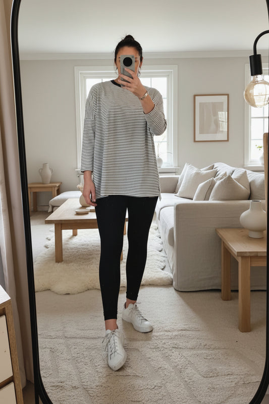 Navy/Natural - Loose Punn Striped Top