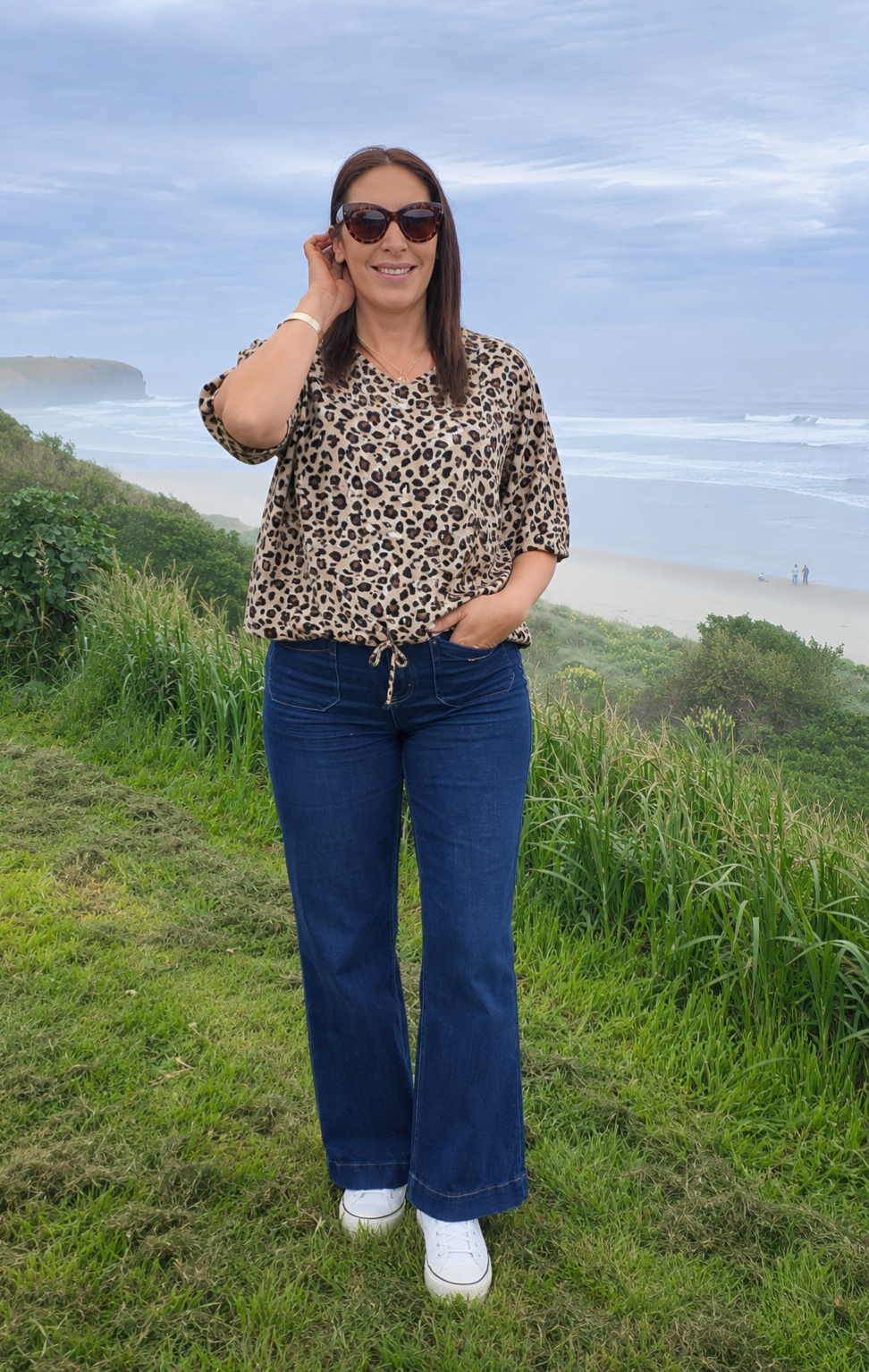 Short Sleeve Verity Tie Top - Leopard