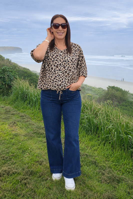 Short Sleeve Verity Tie Top - Leopard