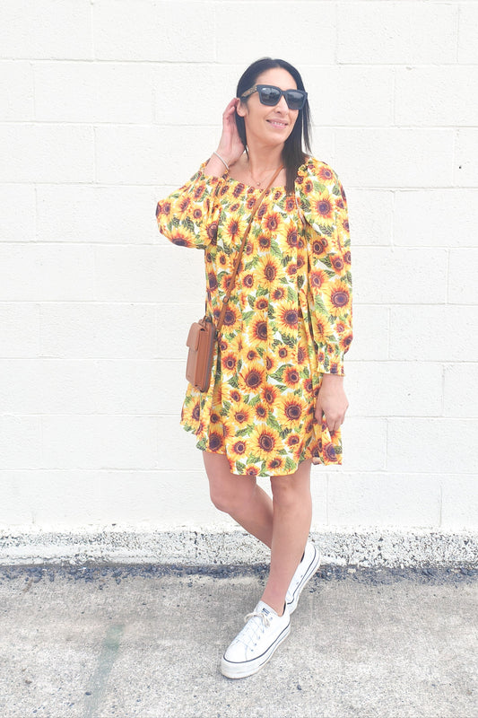 Morning Perfect Sunflower Smock Dress