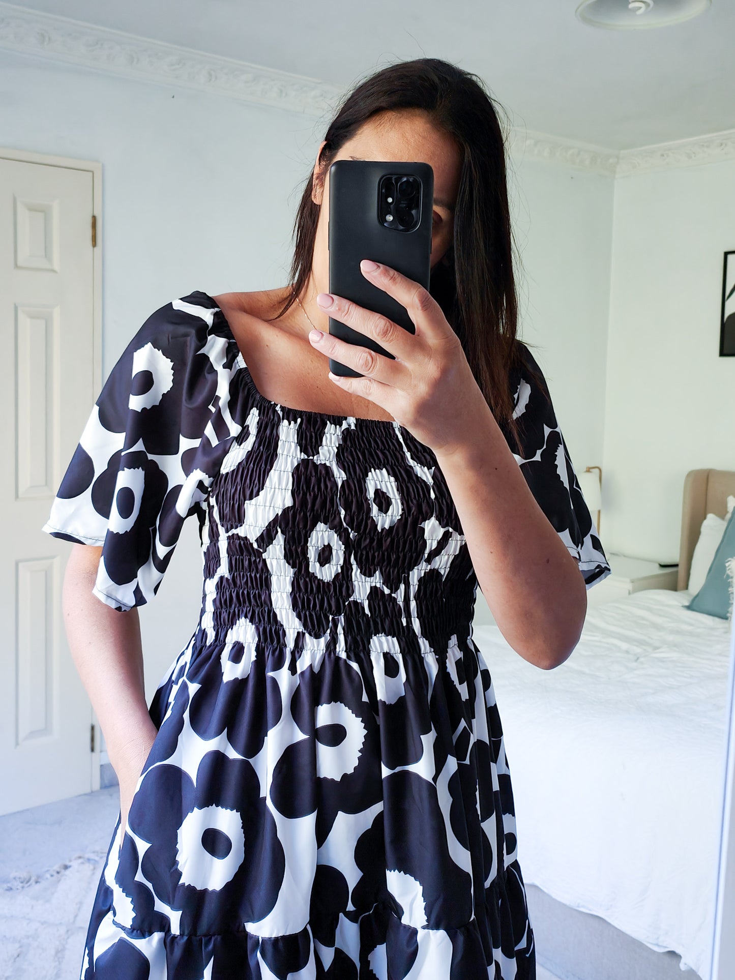 Shirred Bust Soph Maxi - Bold B/W