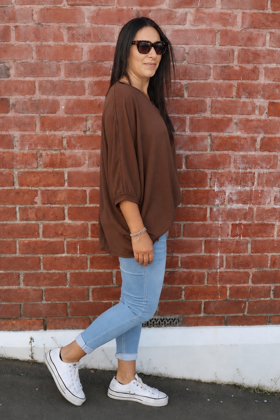 Plain Draped Izzy Top - Chocolate