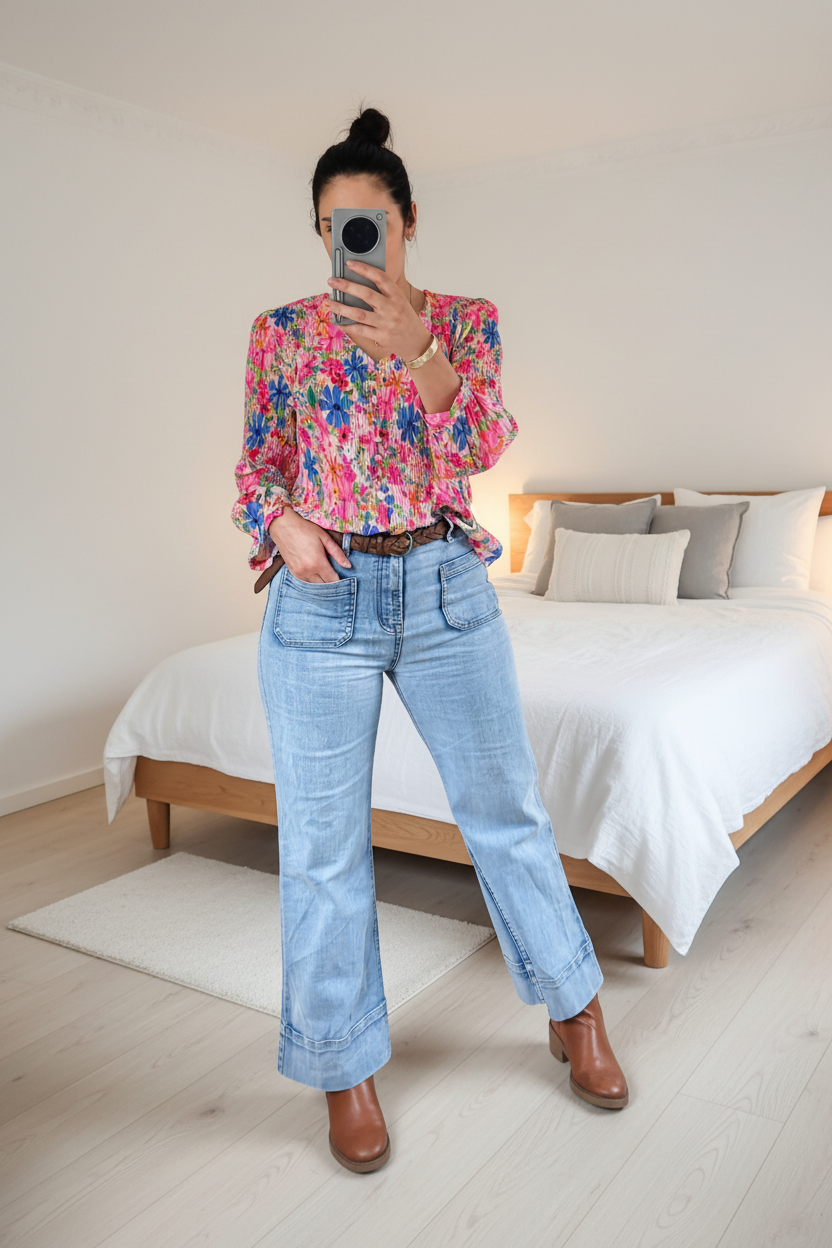 Chiffon Alex Top - Pretty Pink Garden