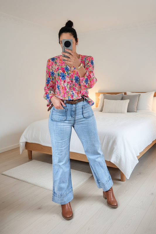Chiffon Alex Top - Pretty Pink Garden