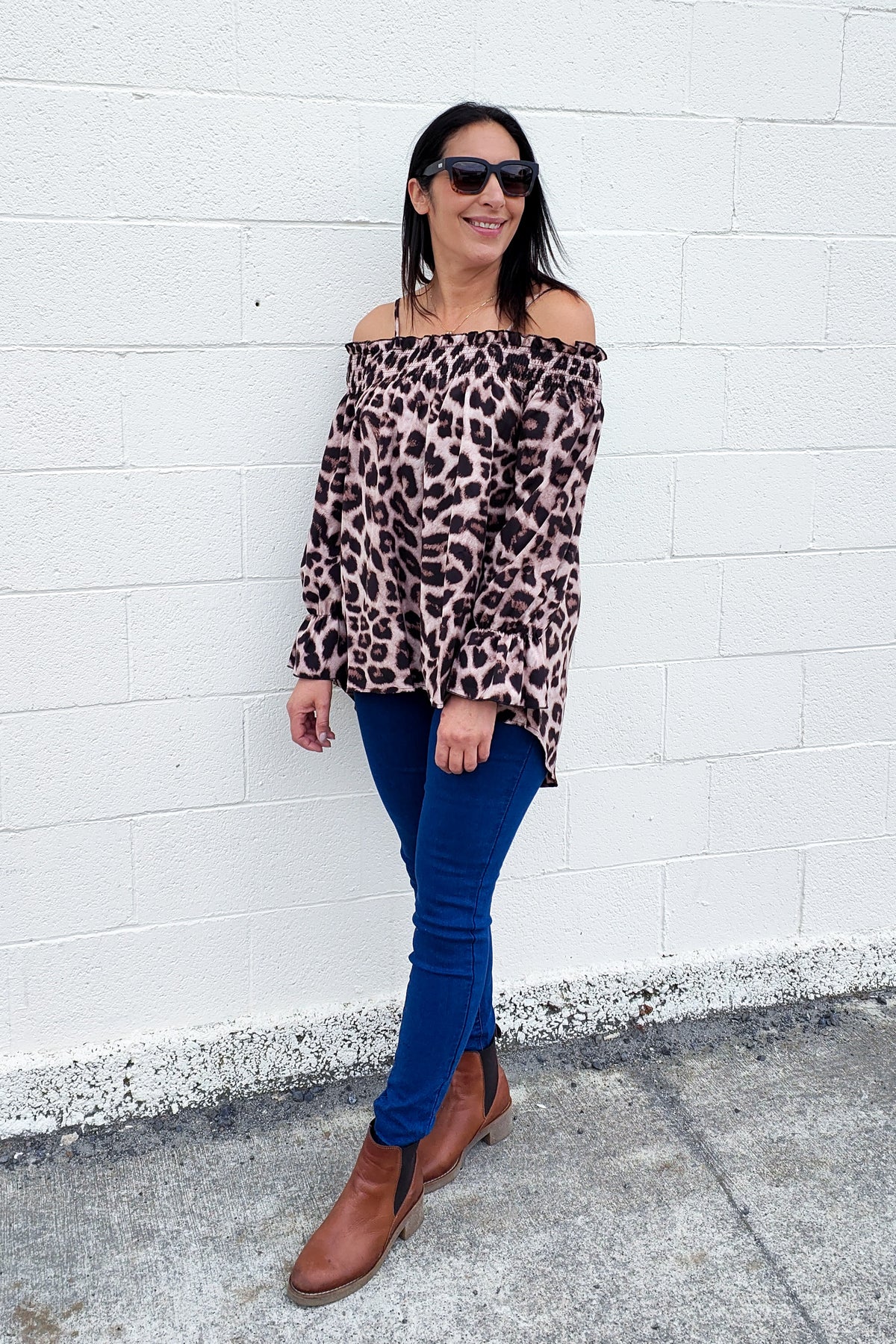 Off-shoulder Animal Print OverTop