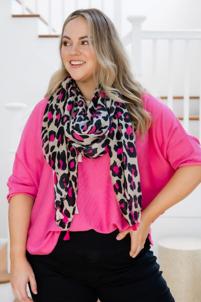 Pink/Black Animal Print Scarf