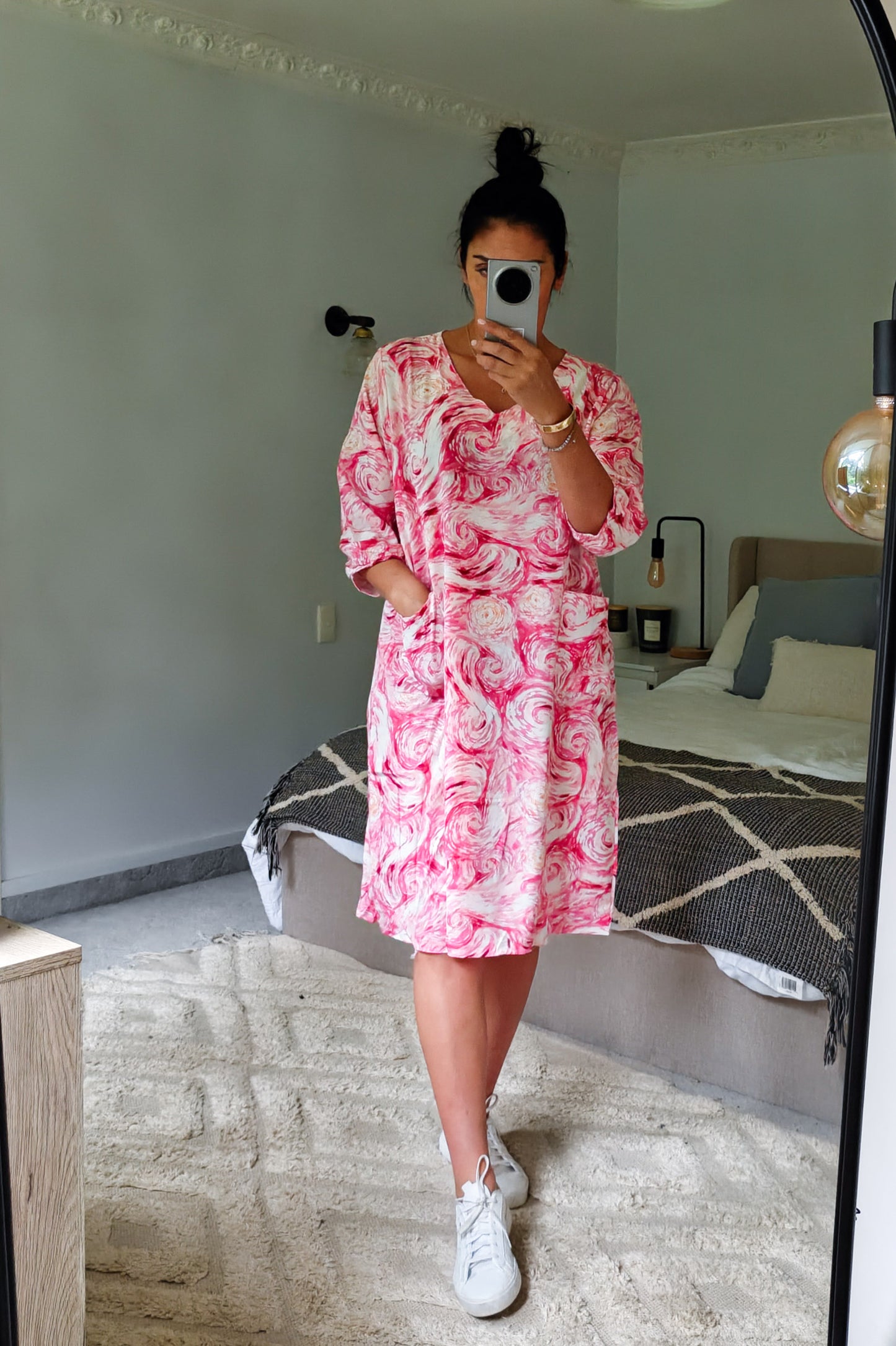 Abstract Swirl Tunic/Dress - Pink