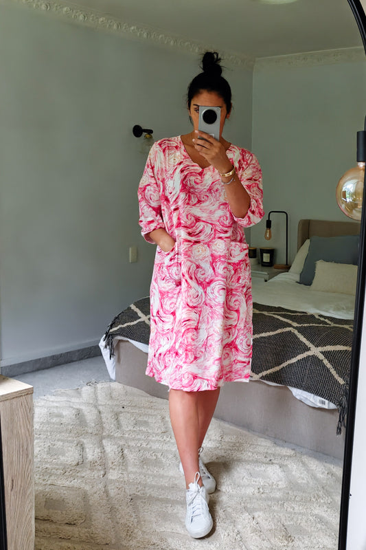 Abstract Swirl Tunic/Dress - Pink