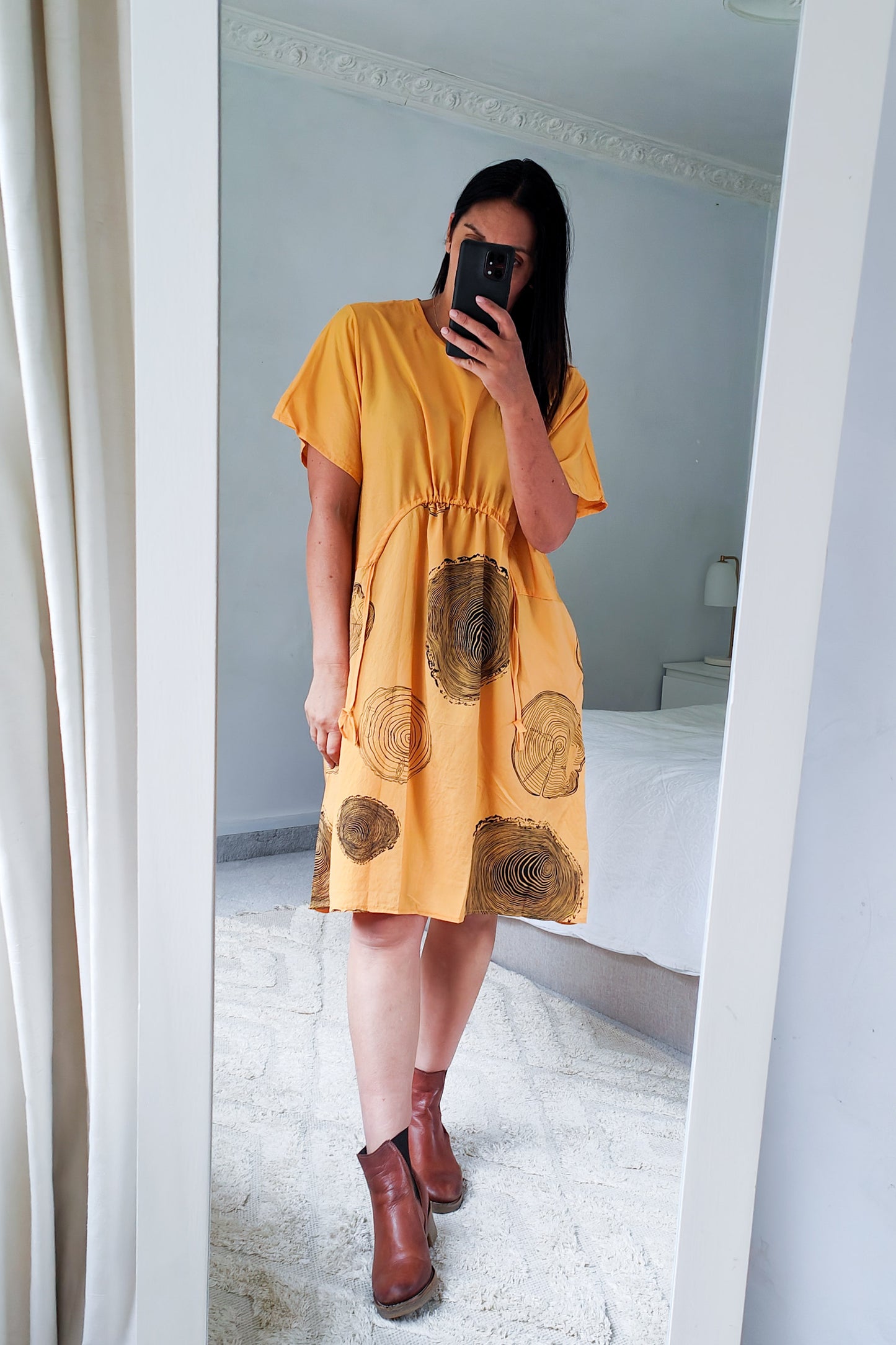Buttercup - Circle/Curved Front Drawstring Pocket Dress
