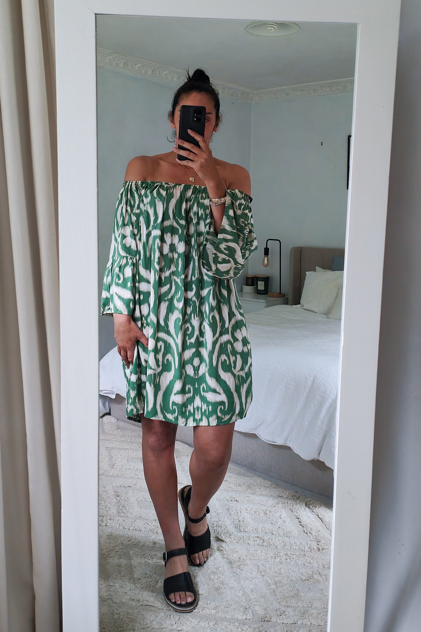 Green - Off Shoulder Aurora Tunic Dress