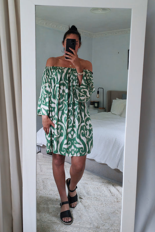 Green - Off Shoulder Aurora Tunic Dress