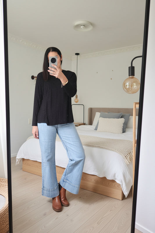 Black - Asymmetrical Punn Top