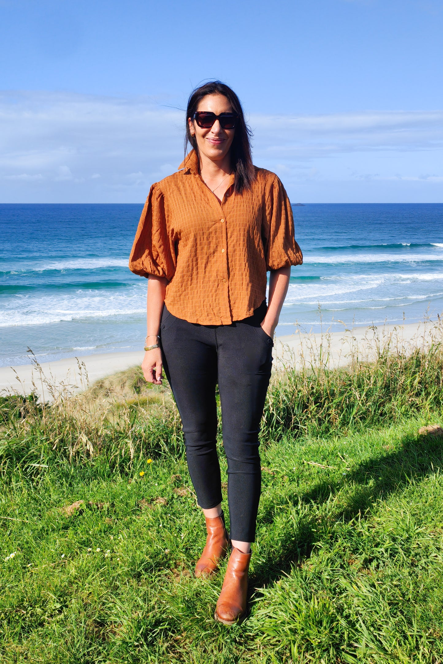 Copper - Textured Mercy Puff Sleeve Shirt