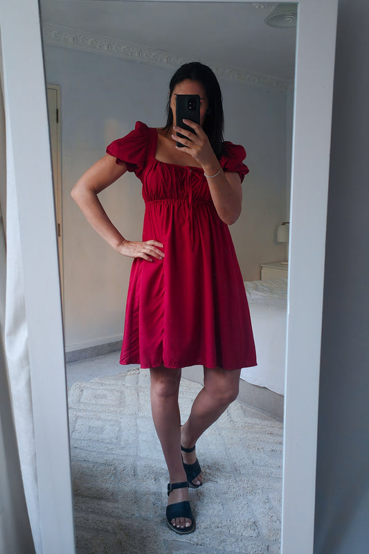 Shorter Silky Trinity Dress - Wine