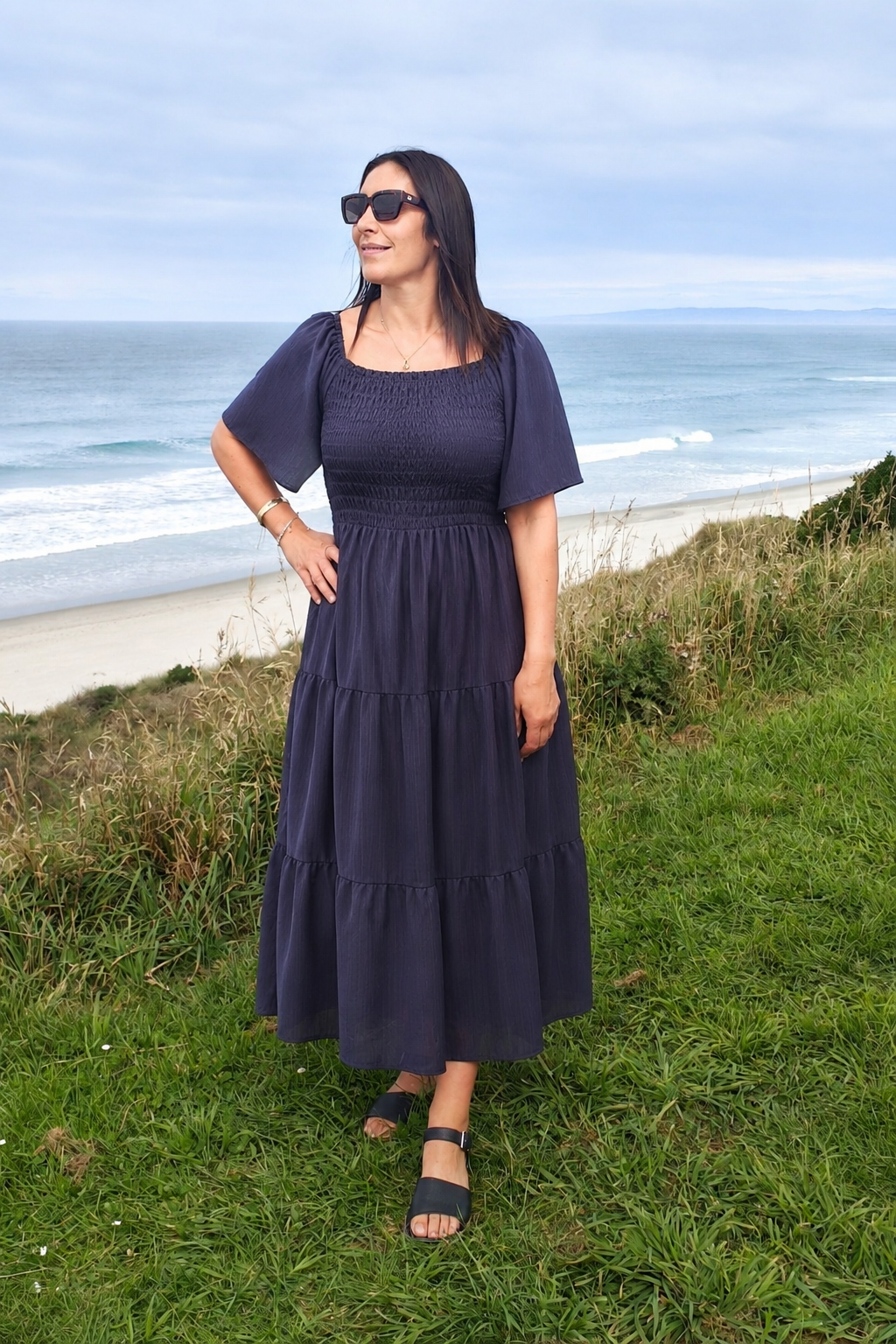 Shirred Bust Soph Maxi - Navy