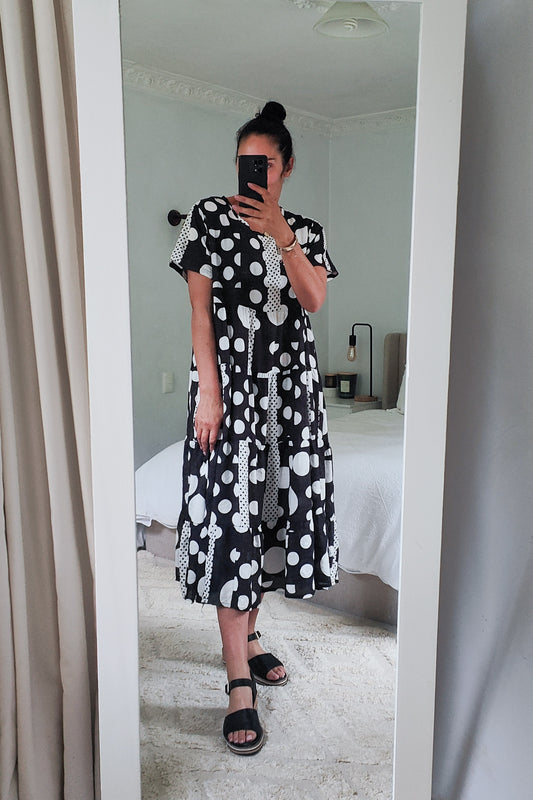 Nula Dress - B/W Dot Fiesta