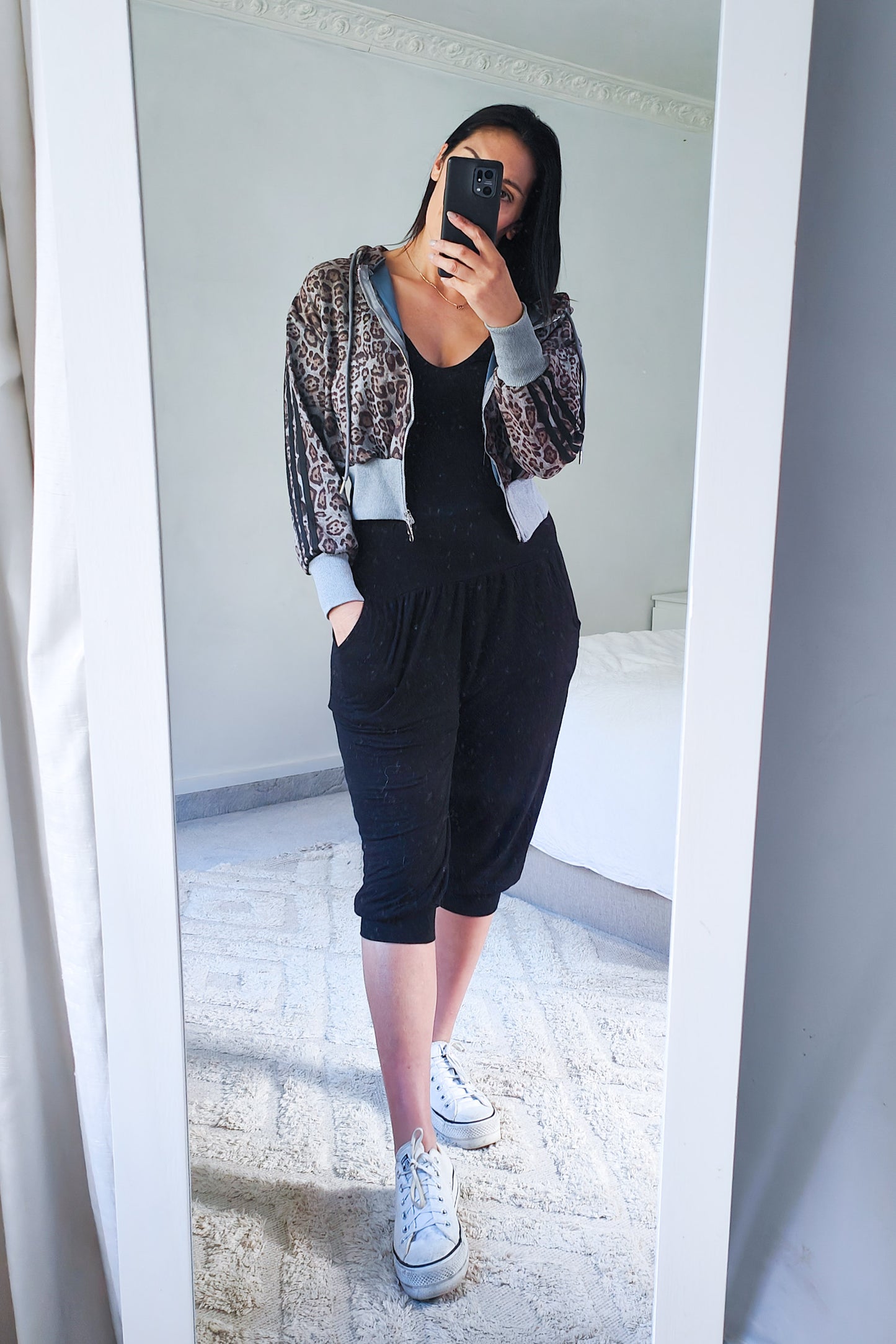 Leo Hooded Cropped Zip Up - Granite