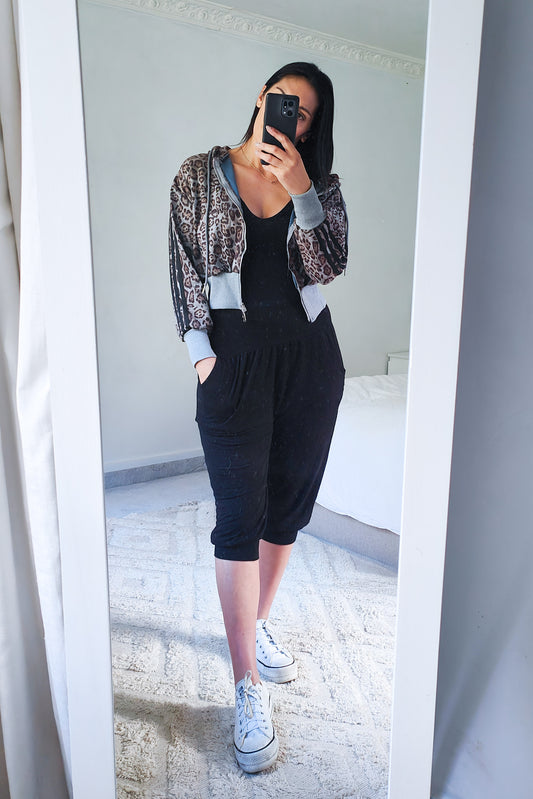 Leo Hooded Cropped Zip Up - Granite