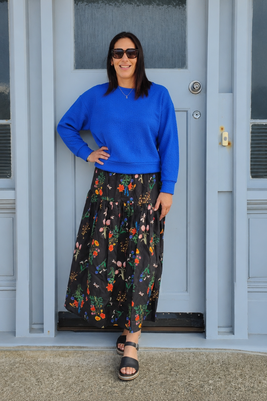 Tiered Victoria Maxi Skirt - Black Floral