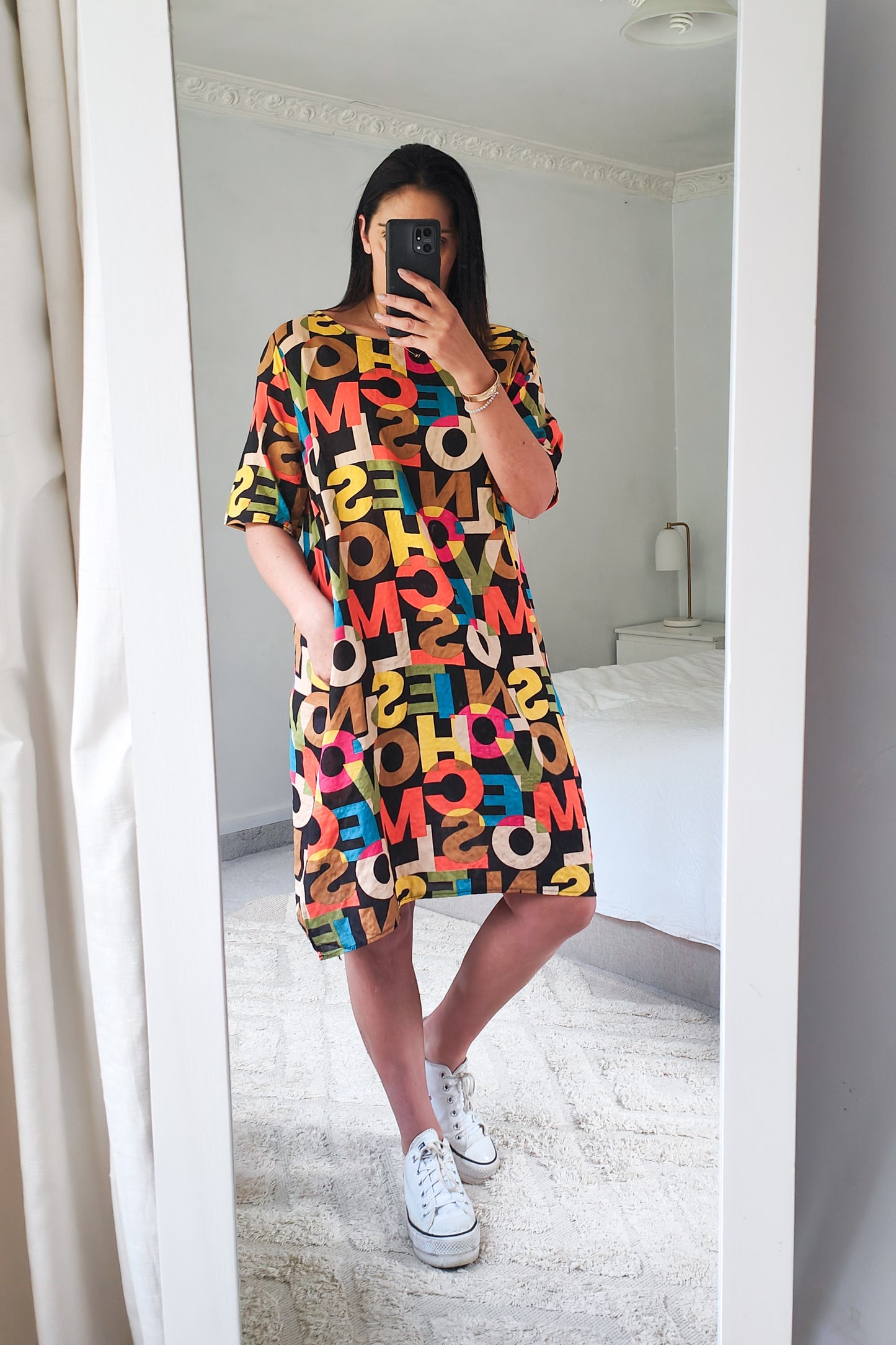 Bright Black Alphabet - Smock Dress