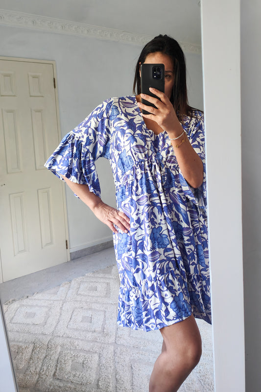Boho Drawstring Stella Tunic - Purple Vine