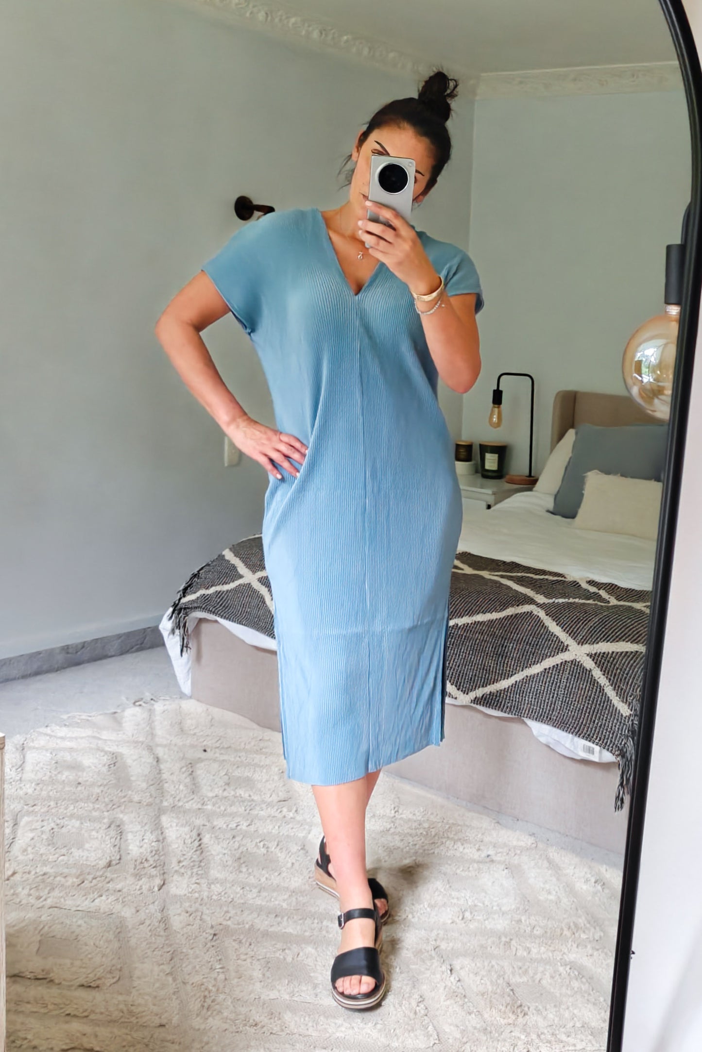 Pleated  Zara Dress - Aquamarine