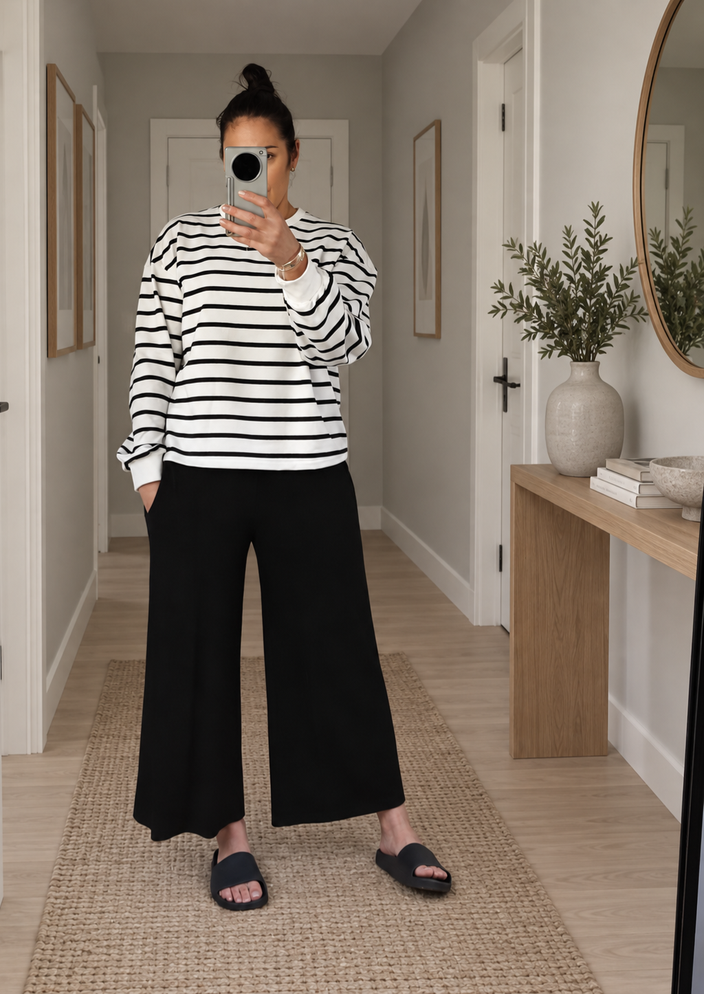 Striped Crew - Black & White
