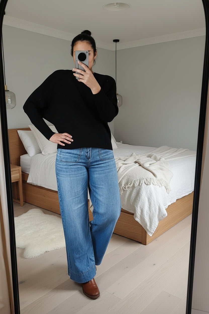 Black - Nellie Ribbed  Batwing Knit