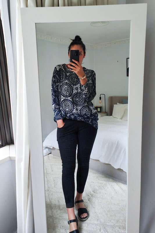 Mandala Acrylic Jersey - Navy