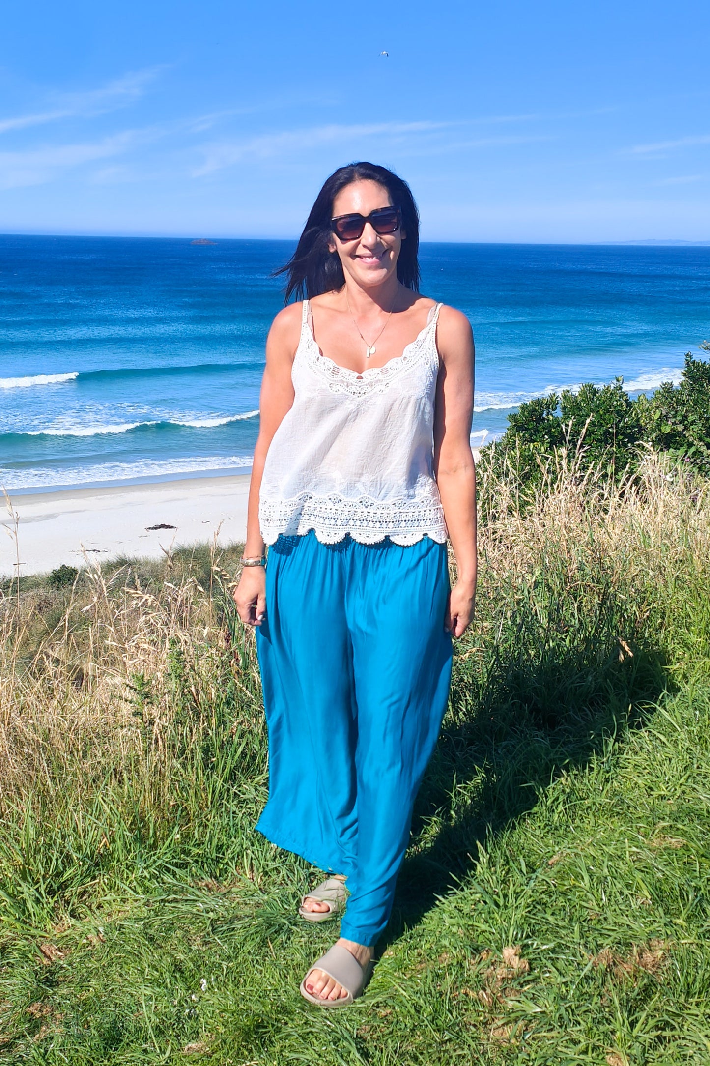 Loose Tie Palazzo Pants - Jade