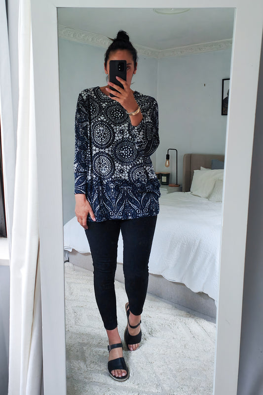 Mandala Acrylic Jersey - Navy