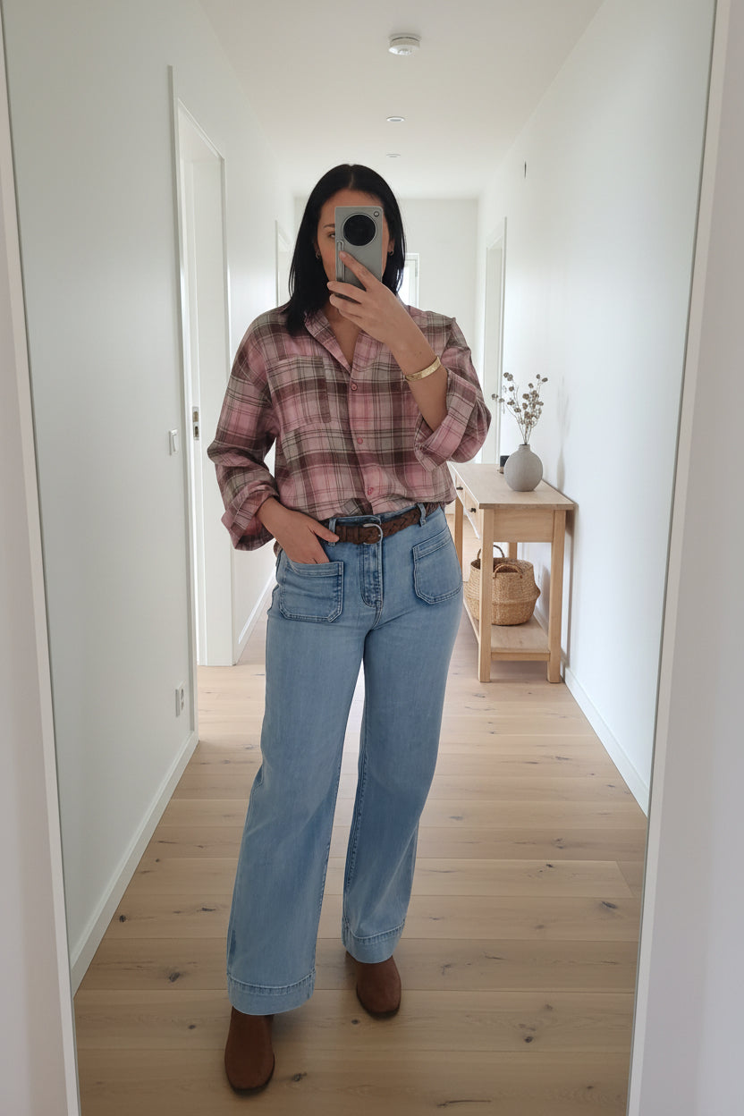 Plaid Jessie Shirt - Warm Pinks