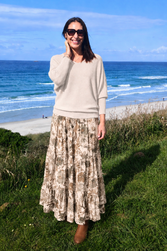 Tiered Victoria Maxi Skirt - Soft Neutrals