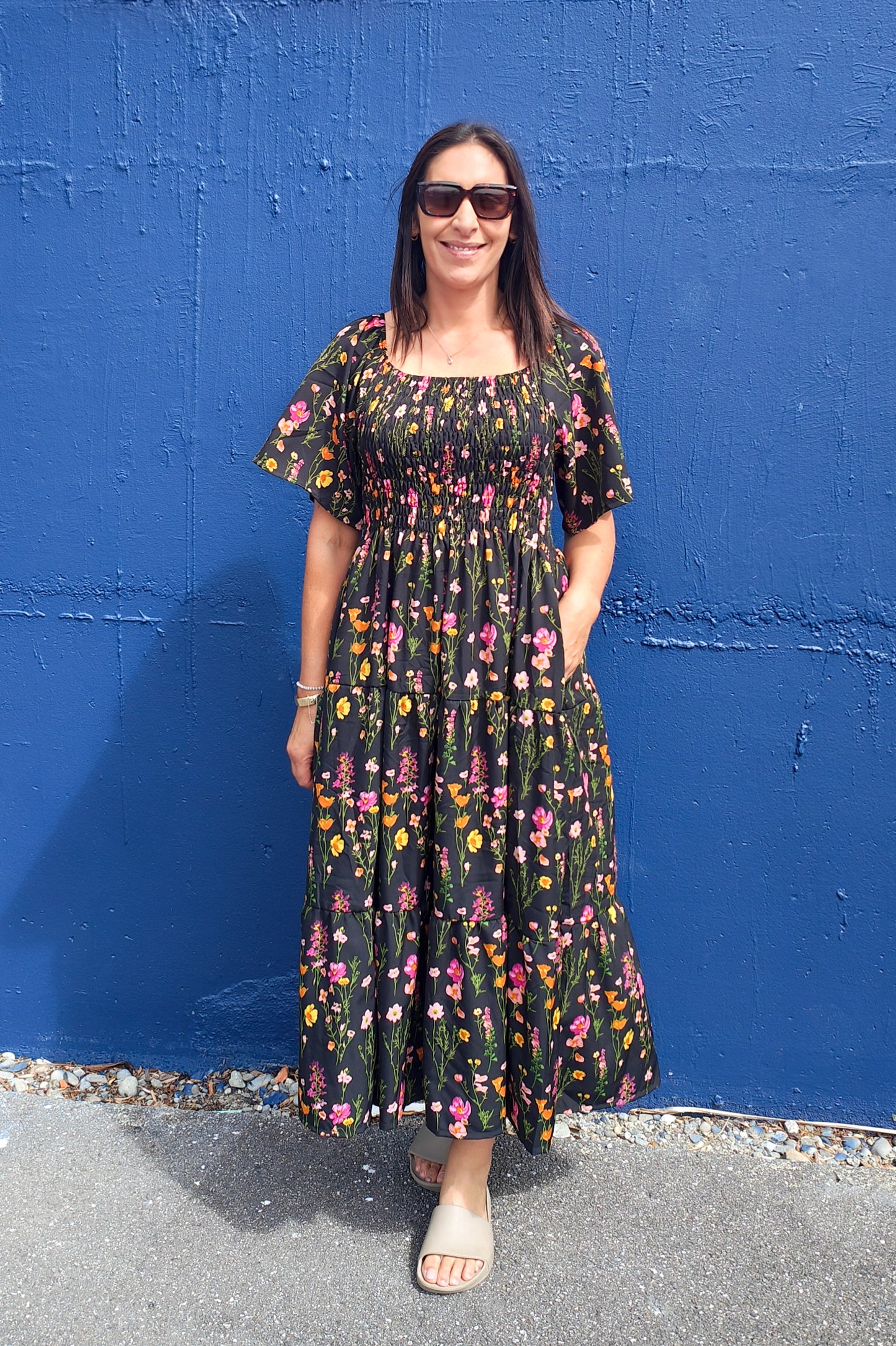 Shirred Bust Soph Maxi - Wildflower