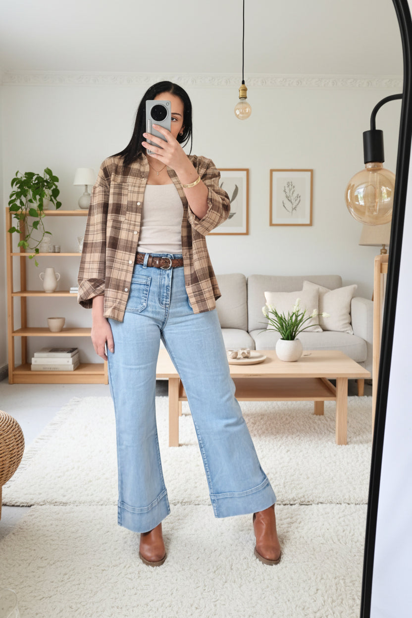 Plaid Jessie Shirt - Warm Mocha