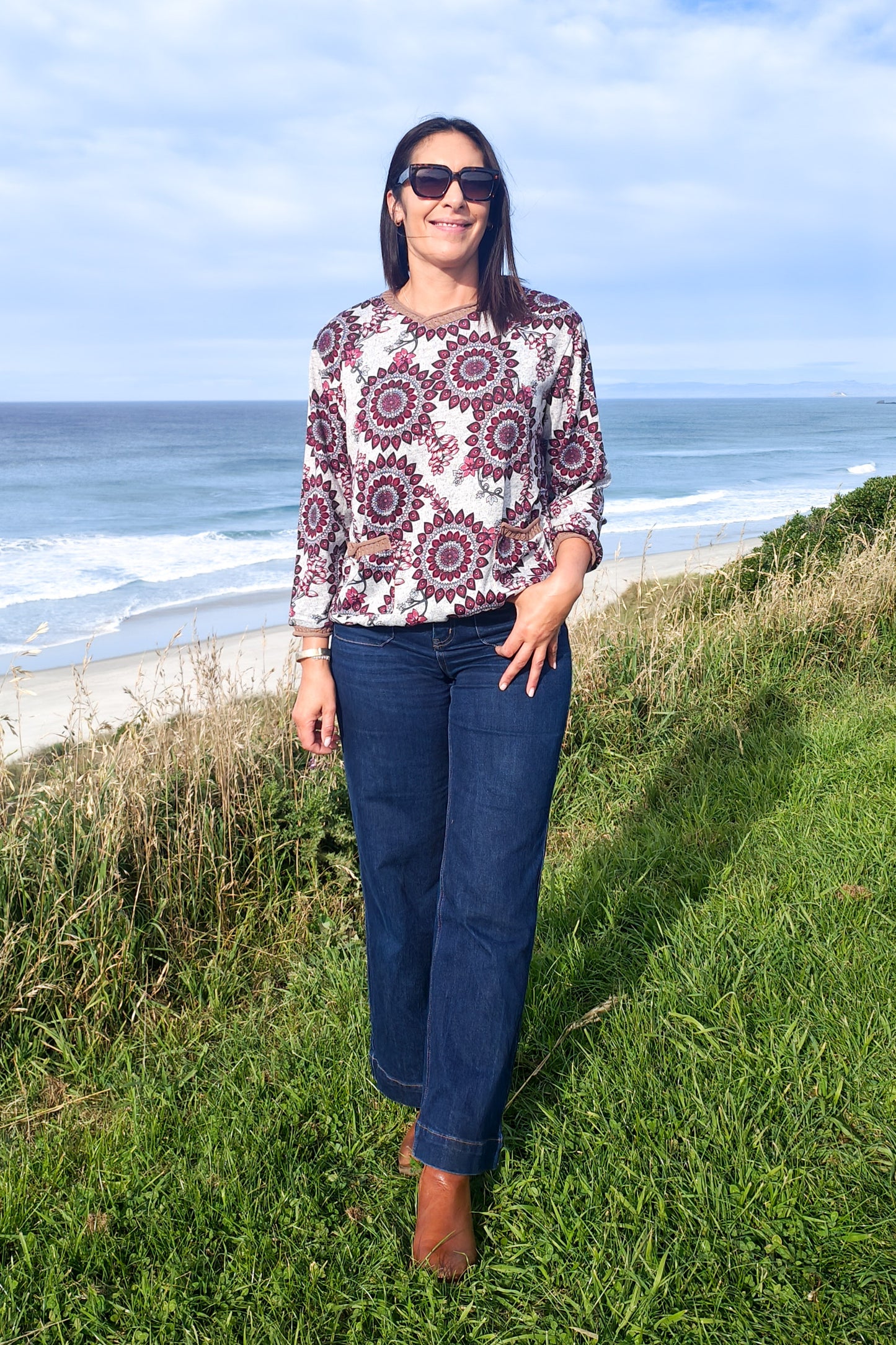 Lila Jersey - Grey & Maroon