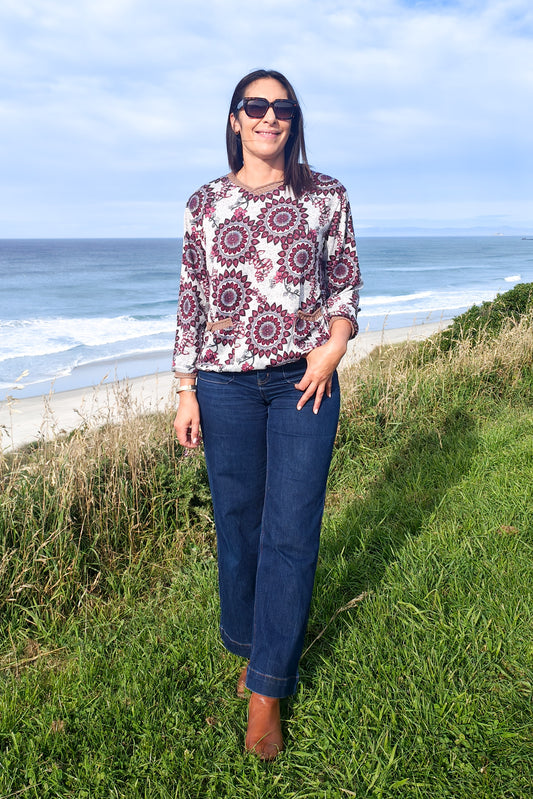 Lila Jersey - Grey & Maroon