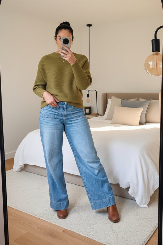 Spring Green - Nellie Ribbed  Batwing Knit